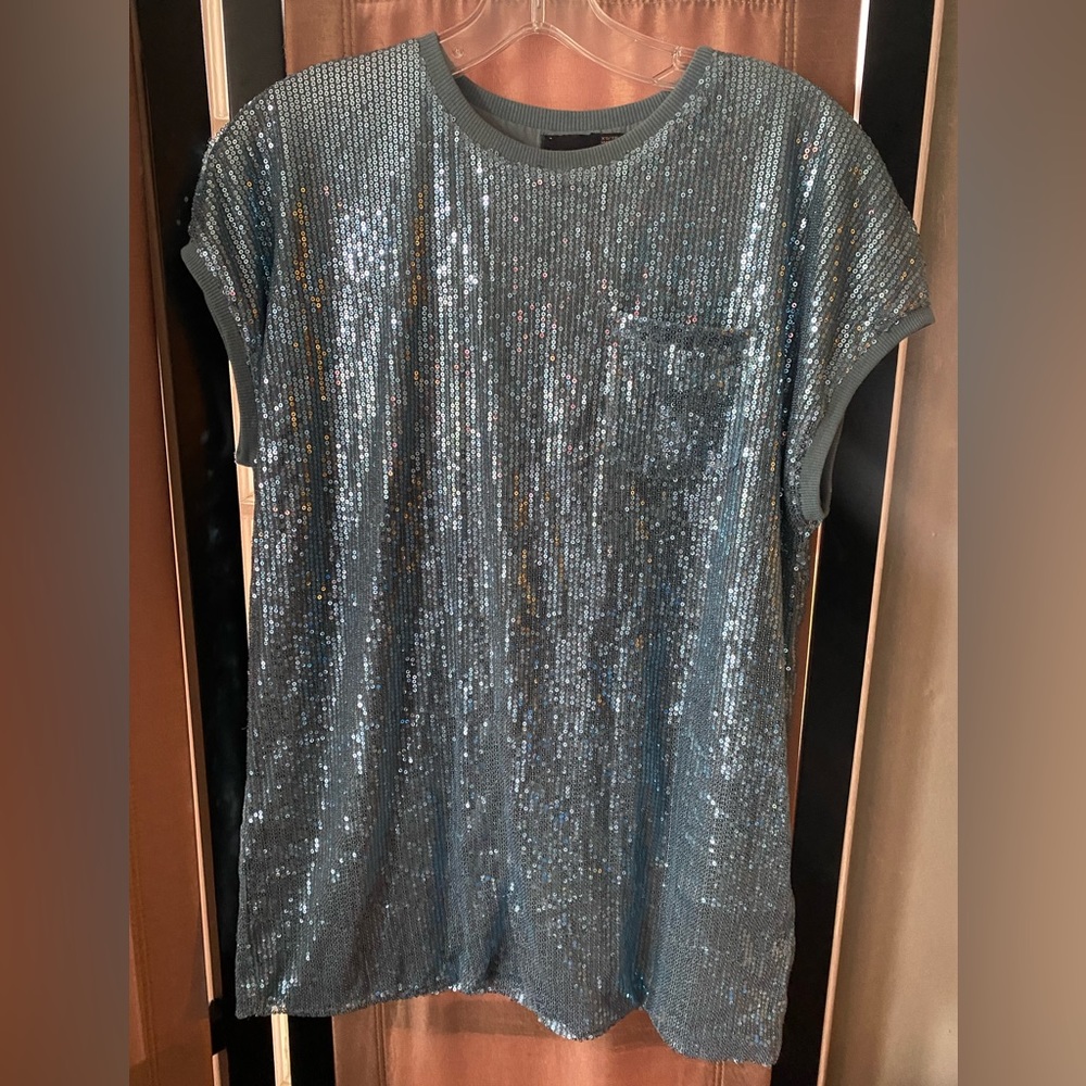 Blue Sequin Top